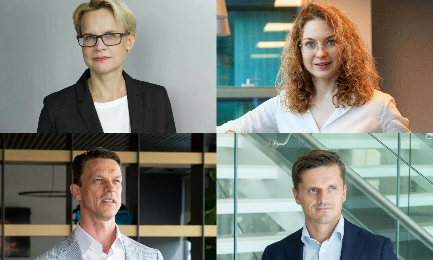 Giedrė Saveikienė, UAB „Eika“ finansavimo vadovė, Eglė Džiugytė, Šiaulių banko ryšių su investuotojais vadovė, Aurimas Čiagus, UAB „Mano numai“ direktorius, Julius Dovidonis, UAB „Realco“ generalinis direktorius. VŽ koliažas.