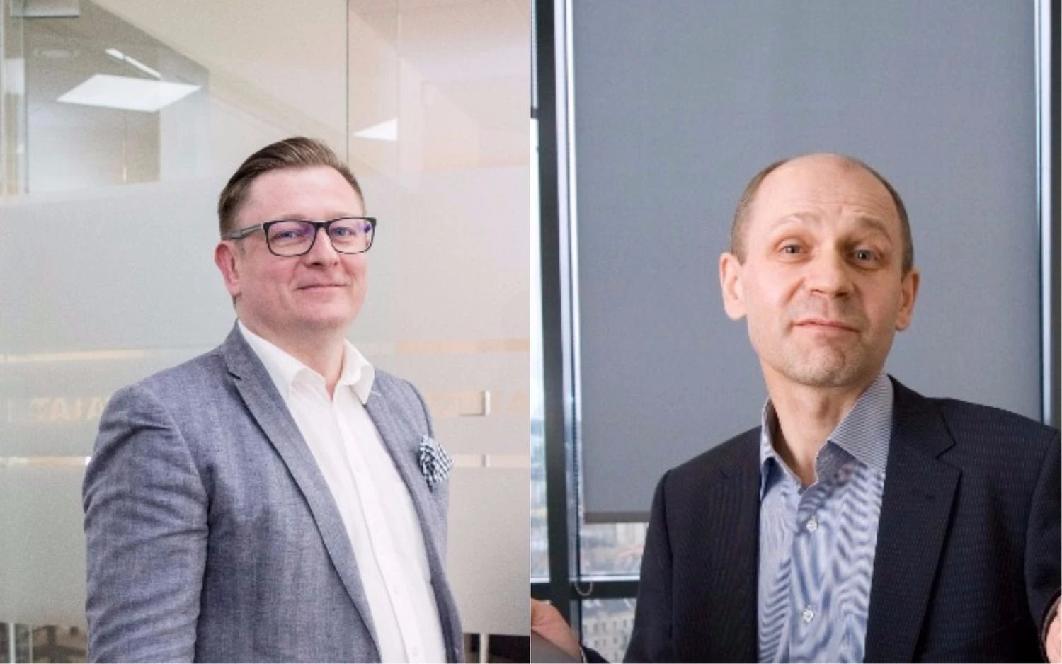 Iš kairės: Modestas Kaseliauskas, konsultacijų bendrovės „Crypto Tax&Legal“ steigėjas, ir Saulius Malinauskas, „Nasdaq Vilniaus” biržos prezidentas. VŽ fotomont.
