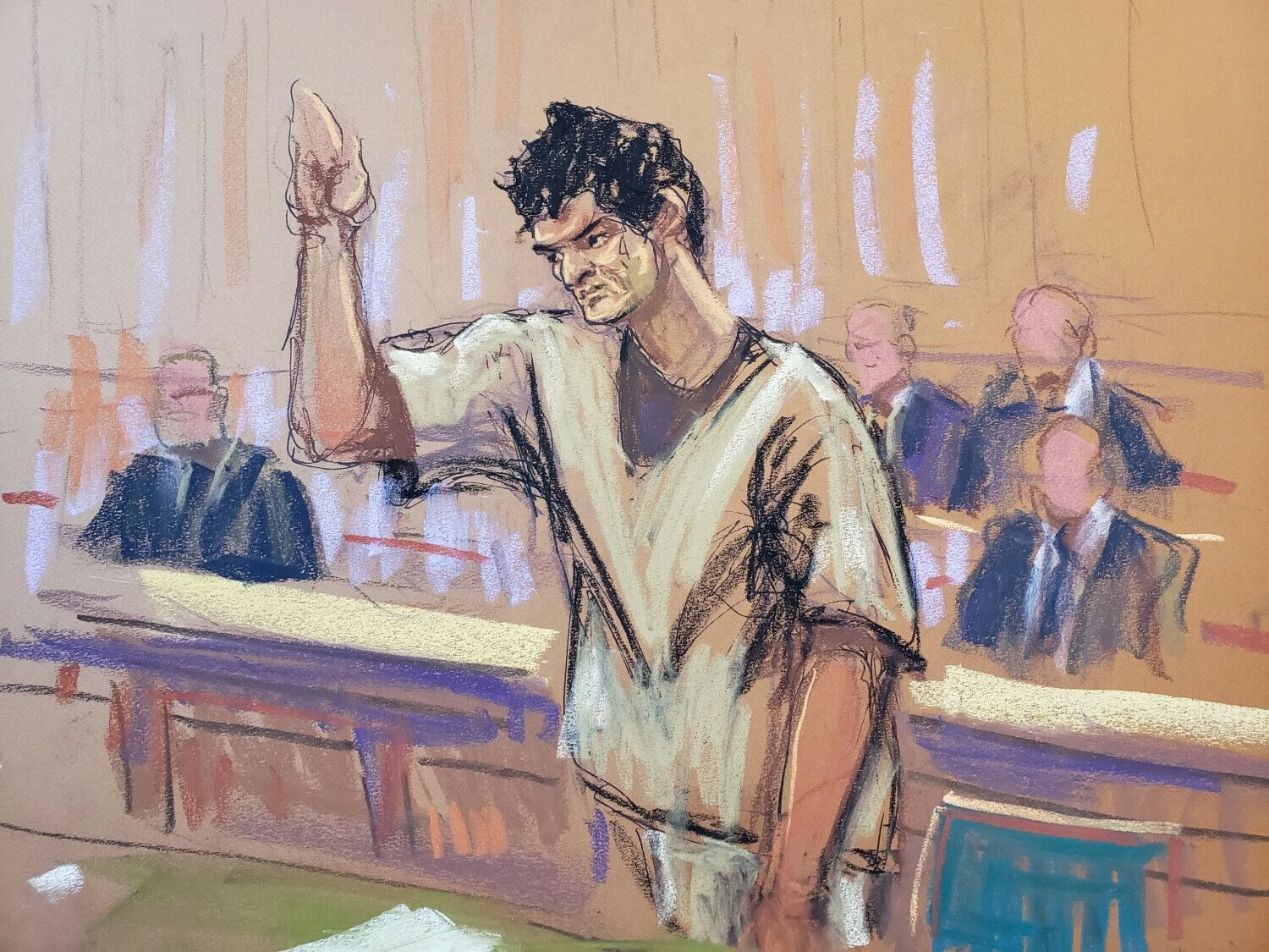 Samas Bankmanas-Friedas, FTX įkūrėjas, teisme Niujorke. Jane Rosenberg („Reuters“ / „Scanpix“) nuotr.