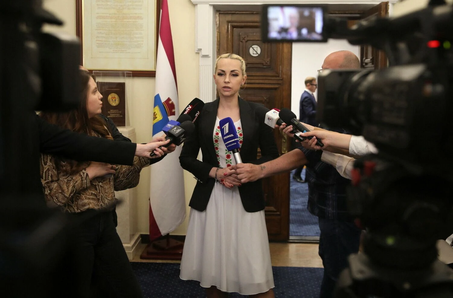 Prorusiška Moldovos parlamento narė Marina Tauber. Vladislav Culiomza (Reuters/Scanpix) nuotr.