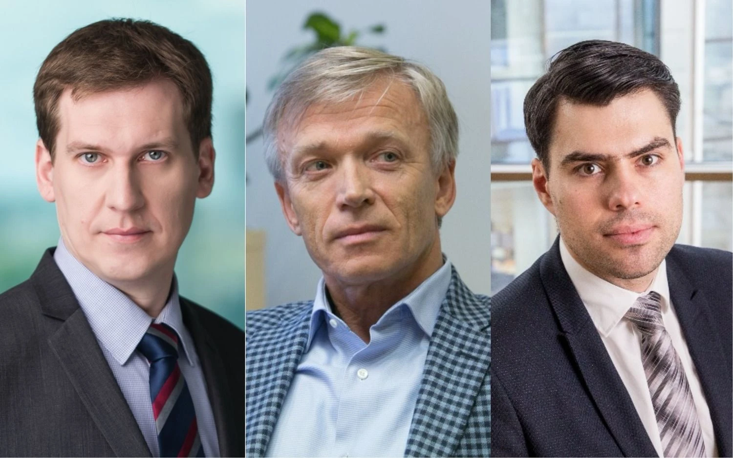 Iš kairės: R. Reginis, „Ober-Haus“ rinkos tyrimų vadovas Baltijos šalims, A. Avulis, „Hanner“ valdybos pirmininkas, A. Antanavičius, „Real Data“ vadovas. VŽ koliažas (VŽ ir „15min“) nuotr.