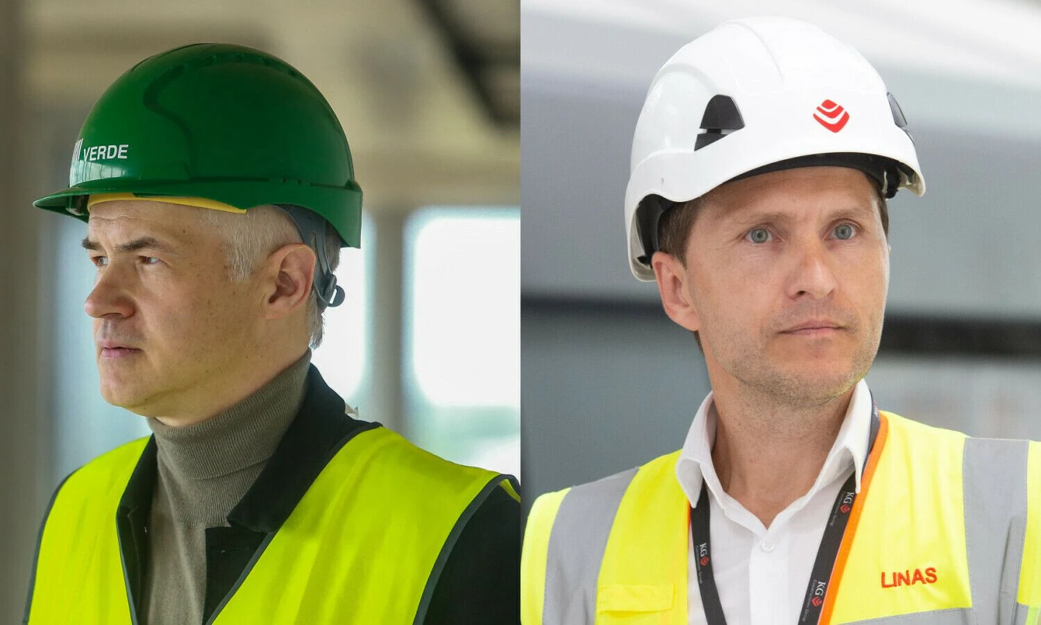 Lionginas Šepetys, UAB „SBA Urban“ vadovas, Linas Karžinauskas, UAB „KG Constructions“ generalinis direktorius. VŽ koliažas.