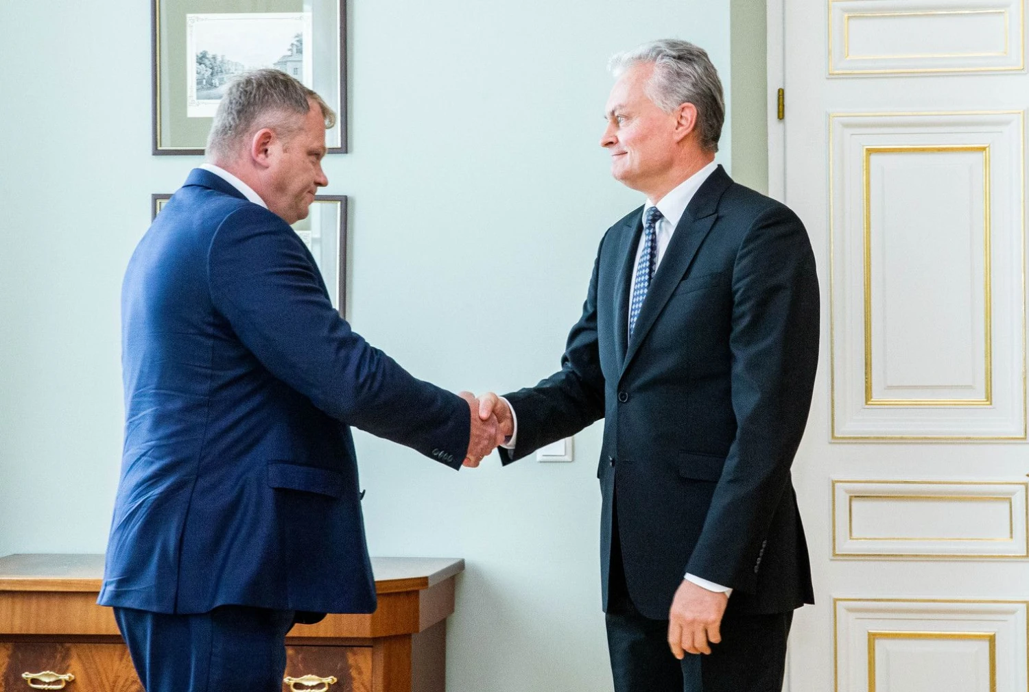 Kandidatas į Žemės ūkio ministrus Andrius Palionis susitinka su Prezidentu Gitanu Nausėda. Juditos Grigelytės (VŽ) nuotr.