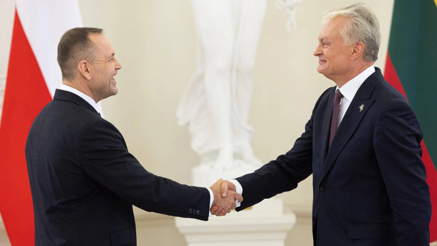 Lietuvos Respublikos prezidentas Gitanas Nausėda susitiko su į Lietuvą atvykusiu Lenkijos prezidentu Karoliu Nawrockiu. Vladimiro Ivanovo (VŽ) nuotr.
