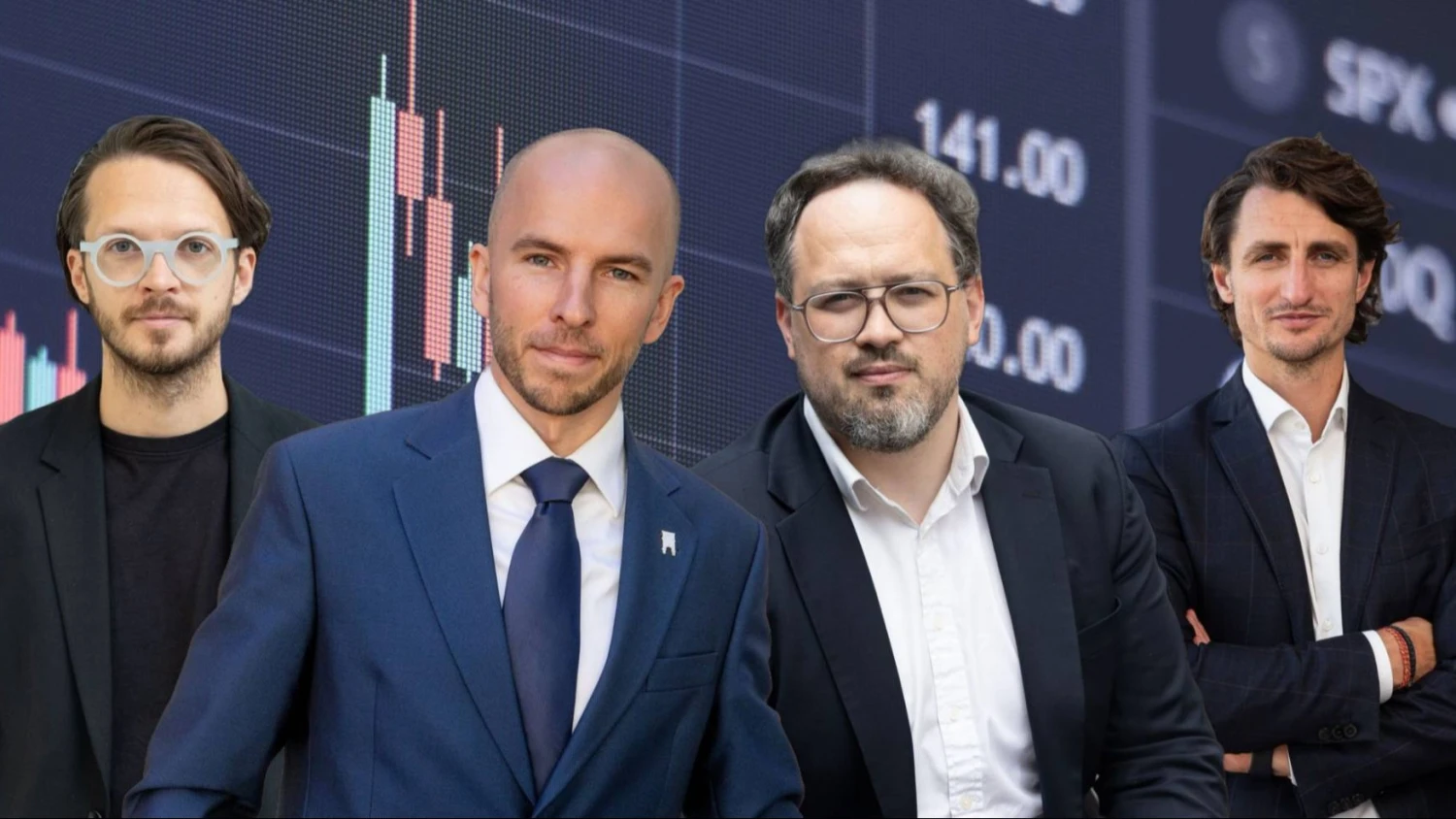 Iš kairės: Benas Poderis, investicijų valdymo bendrovės „Nter Asset Management“ partneris, Justinas Noreika, VU fondo direktorius, Justas Riauba, „Invalda INVL“ grupės investicijų valdymo vadovas, ir Alius Jakubėlis, „1 Asset Management“ vadovas. VŽ montažas