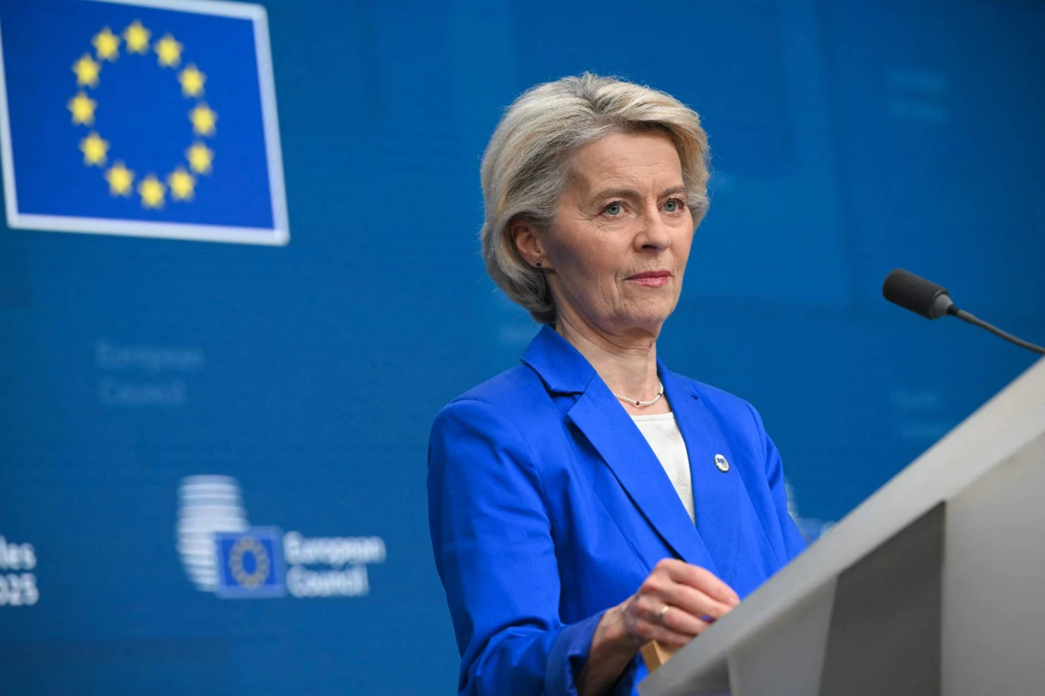 Europos Komisijos pirmininkė Ursula von der Leyen. Nicolas Tucat (AFP/„Scanpix“) nuotr.