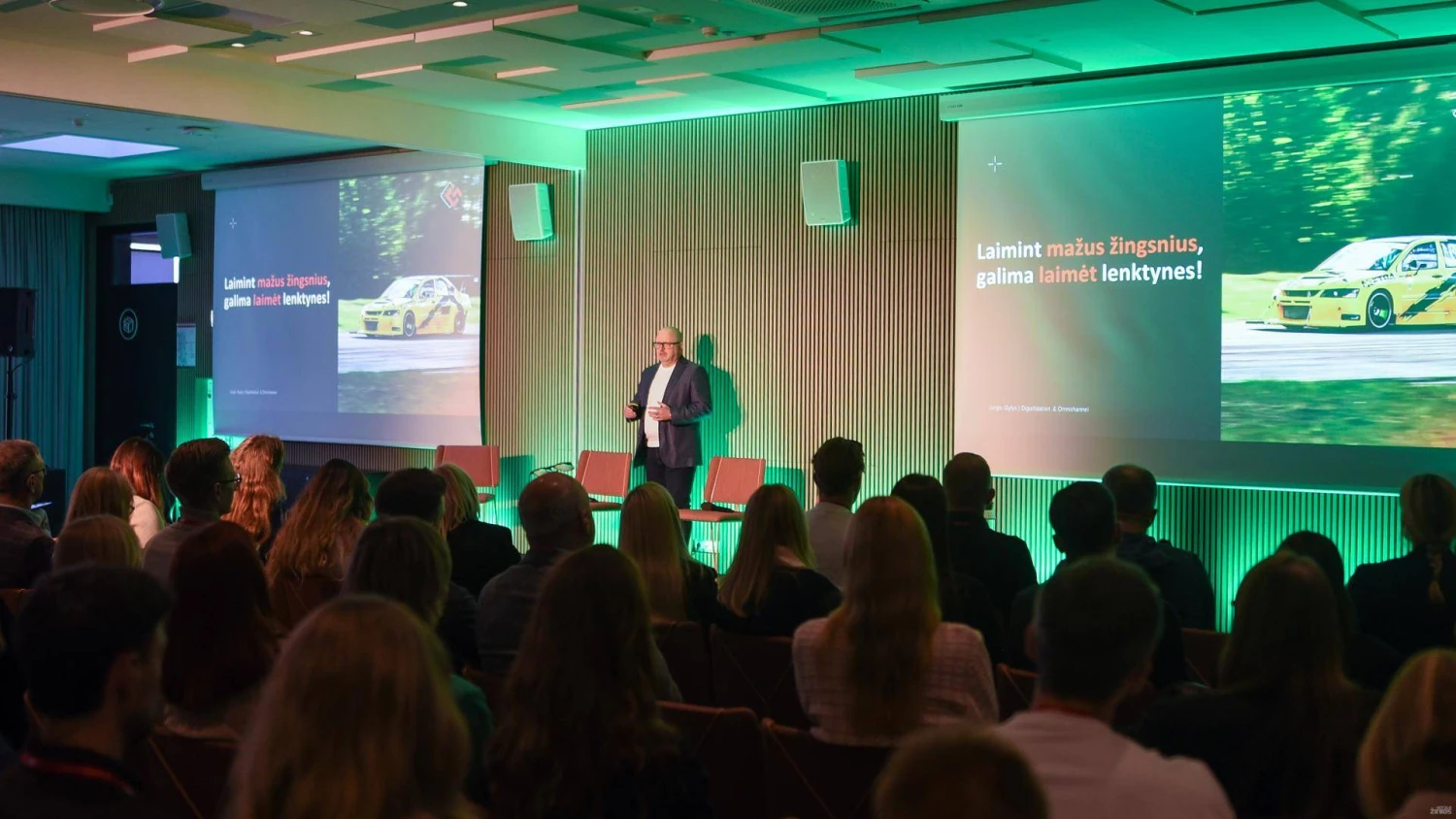 Jurgis Gylys, daugiakalnės prekybos ekspertas „E-Commerce Talks 2025“ konferencijoje. Ryčio Galadausko (VŽ) nuotr.