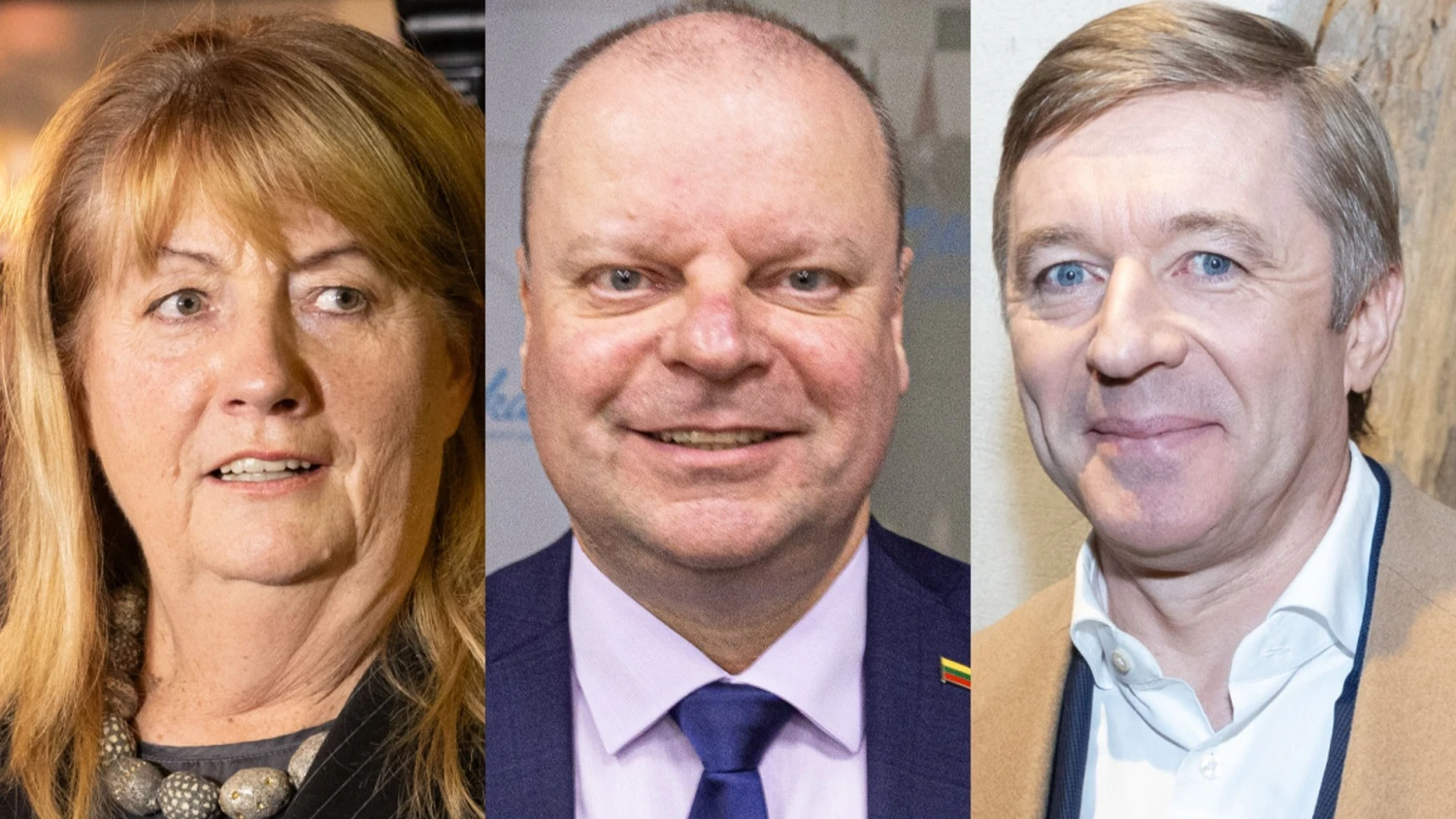 Vilija Blinkevičiūtė, socialdemokratų lyderė, Demokratų sąjungos „Vardan Lietuvos“ vadovas Saulius Skvernelis ir Lietuvos valstiečių ir žaliųjų sąjungos pirmininkas Ramūnas Karbauskis. Juditos Grigelytės (VŽ) nuotr.
