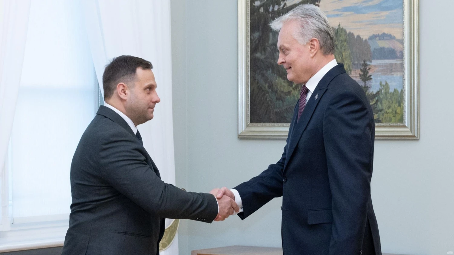 Ignas Hofmanas, kandidatas į žemės ūkio ministrus, susitinka su prezidentu Gitanu Nausėda. Juditos Grigelytės (VŽ) nuotr.