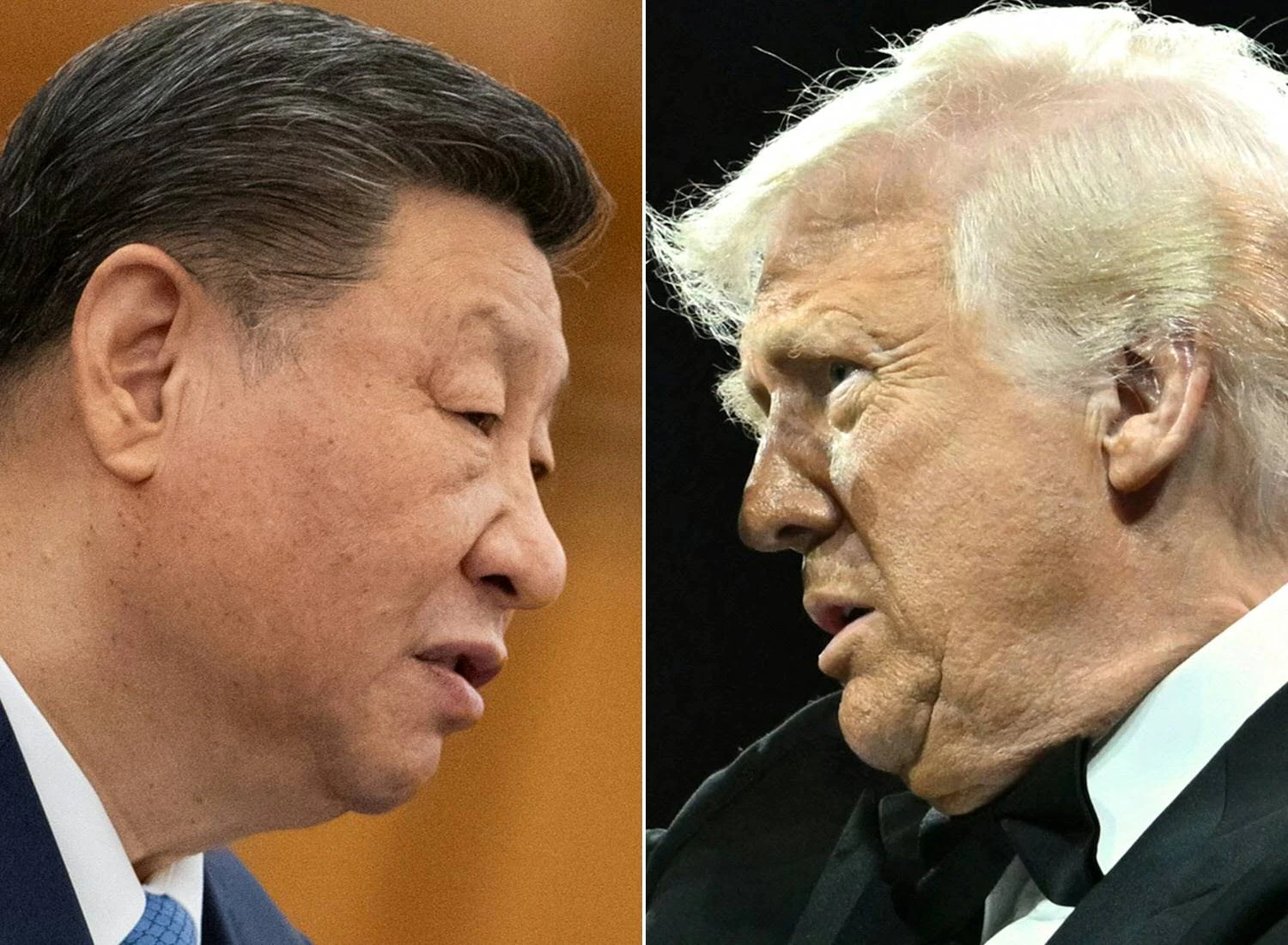 Kinijos prezidentas Xi Jinpingas ir JAV prezidentas Donaldas Trumpas. Andres Martinez Casares ir Saulo Loebo (AFP/„Scanpix“) nuotr. 
