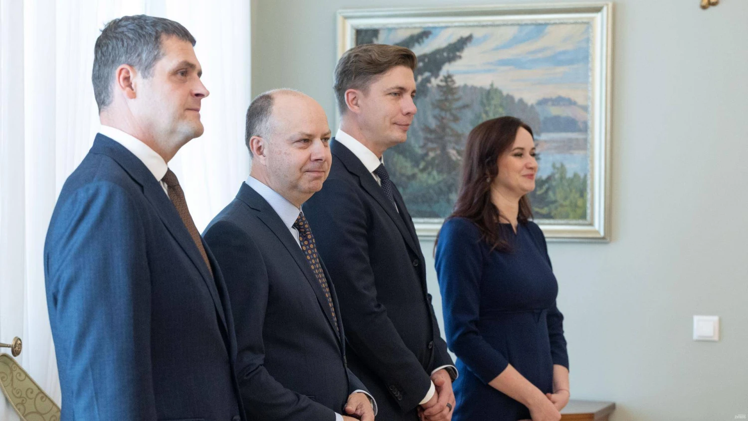 Valdančiosios koalicijos partijų vadovai prezidentūroje. Juditos Grigelytės (VŽ) nuotr.