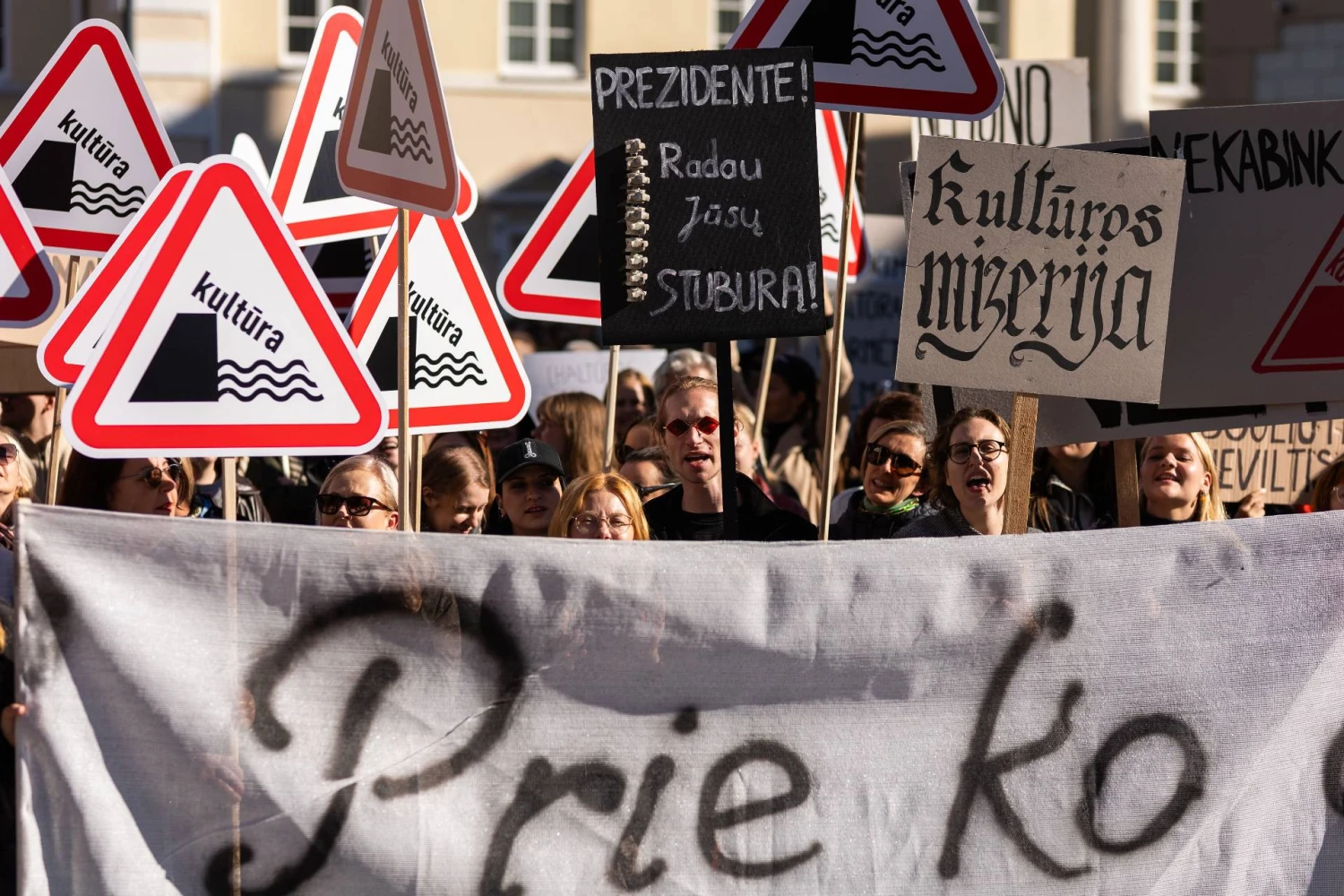 Protestas prieš prezidento sprendimą kultūros ministru paskirti „Nemuno aušros“ atstovą. Roberto Riabovo (BNS) nuotr.