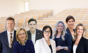 Iš kairės: S. Kairys, Seimo narys, D. Kazlauskienė, „Rezus.lt“ direktorė, N. Pačėsa, „Erudito licėjaus“ direktorius, R. Popovienė, švietimo ministrė, E. Sidorova, Šiaurės licėjaus vadovė, Ž. Skibarkienė, „Ignitis grupės“ organizacinės plėtros vadovė, ir  I. Stonienė, „Meliva Lietuva“ personalo vadovė. VŽ koliažas.