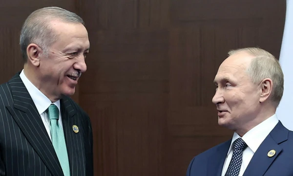 Recepas Tayyipas Erdoganas, Turkijos prezidentas, ir Vladimiras Putinas, Rusijos prezidentas. APF/„Scanpix“ nuotr.