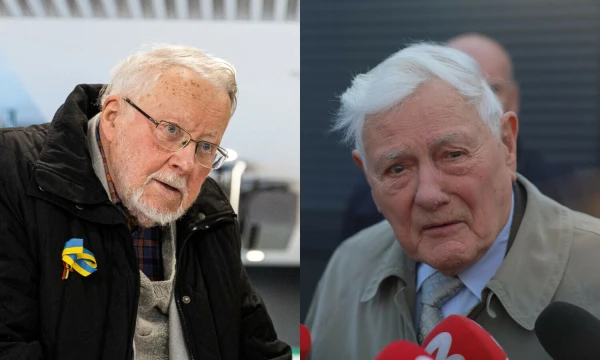 Vytautas Landsbergis ir kadenciją baigęs prezidentas Valdas Adamkus (VŽ montažas, Pauliaus Peleckio (BNS) ir Vladimiro Ivanovo (VŽ) nuotr.