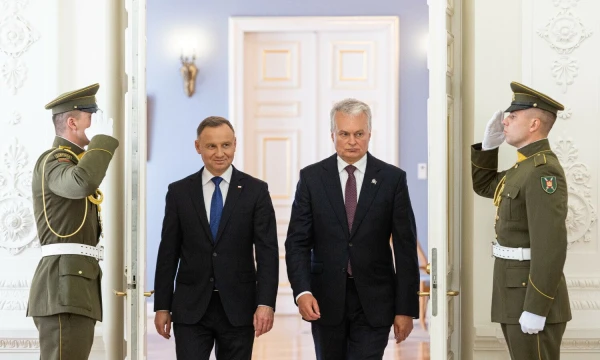 Lenkijos prezidentas Andrzejus Duda ir prezidentas Gitanas Nausėda. BNS nuotr.