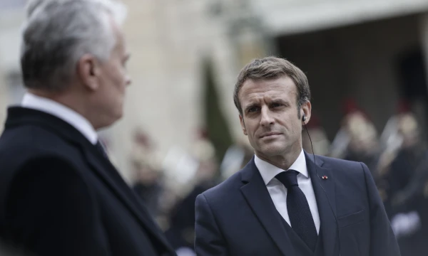 Gitanas Nausėda susitinka su Emmanueliu Macronu Paryžiuje. Lewiso Joly (AP/„Scanpix“) nuotr.