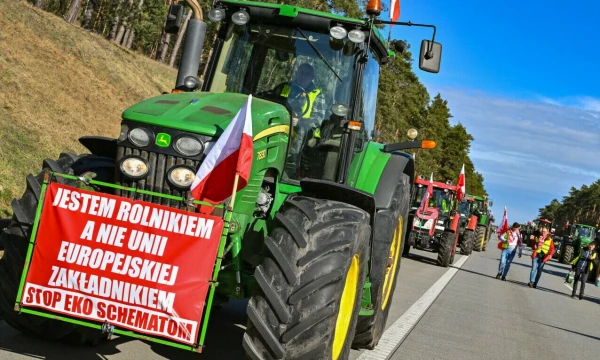 Protestuojantys lenkų ūkininkai. Patricko Pleulo (DPA/„Scanpix“) nuotr.