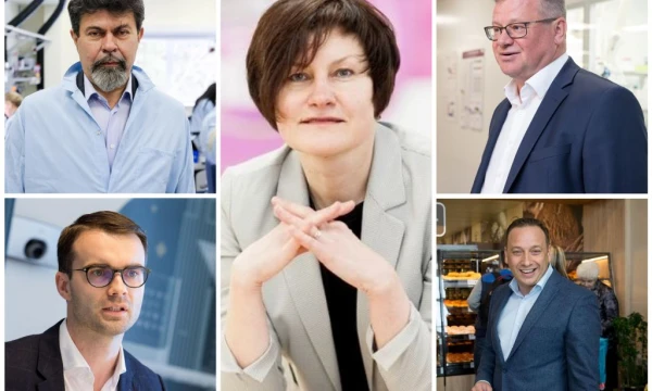 Aliaksandr Alsheuski, aukštųjų technologijų įmonių grupė UAB „Yukon Advanced Optics Worldwide“ vadovas; Viktoras Gurgždys, JAV programavimo paslaugų įmonės „Devbridge“ viceprezidentas ir Lietuvos padalinio vadovas (kairėje); Aušra Žemaitienė, UAB „Mars Lietuva“ vadovė (viduryje); Algimantas Markauskas, biotechnologijų UAB „Thermo Fisher Scientific Baltics“ generalinis direktorius ir viceprezidentas Baltijos regionui; Radostinas Dimitrovas Roussevas-Peine, UAB „Lidl Lietuva“ generalinis direktorius (dešinėje). VŽ koliažas.