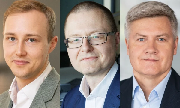 G. Ruginis, SEB banko Finansų rinkų departamento vyresnysis finansų analitikas, M. Skardžius, „Luminor“ vyresnysis portfelių valdytojas, Dainius Bložė, Šiaulių banko turto valdymo įmonės „SB Asset Management“ Akcijų ir KIS grupės vadovas. „Mano pinigų“ koliažas.