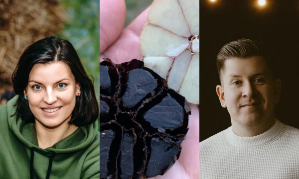 Dovilė Ilevičienė, prekių ženklo „Garlic moon“ įkūrėja, ir Jonas Normantas, „Česnako.lt“ įkūrėjas. VŽ koliažas