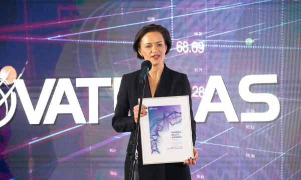 Audronė Keinytė, „Novaturo“ generalinė direktorė, „Nasdaq“ Baltijos rinkos apdovanojimų renginyje, vykusiame 2019 m. sausio 31 d. Juditos Grigelytės (VŽ) nuotr.