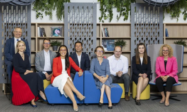 Inovacijų agentūros vadovybė. Valdybos pirmininkė dr. A. Paliokaitė – ketvirta iš kairės. Agentūros nuotr.