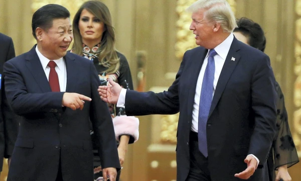 Donaldas Trumpas, JAV prezidentas, ir Xi Jinpingas, Kinijos vadovas. Thomo Peterio („Reuters“ / „Scanpix“) nuotr.