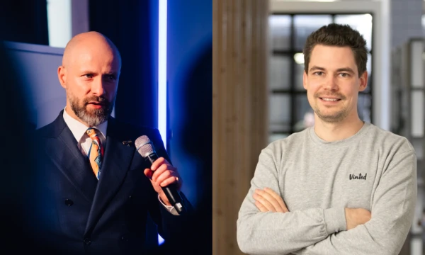 Andrius Romanovskis, Lietuvos verslo konfederacijos prezidentas, Mantas Mikuckas, „Unicorns Lithuania“ valdybos pirmininkas ir „Vinted“ bendraįkūrėjas.
