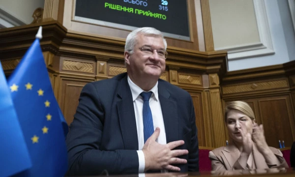 Naujasis užsienio reikalų ministras Andrijus Sybiha. Andrijaus Nesterewnko (Ukrainos parlamento spaudos tarnybos / AP / „Scanpix“) nuotr.