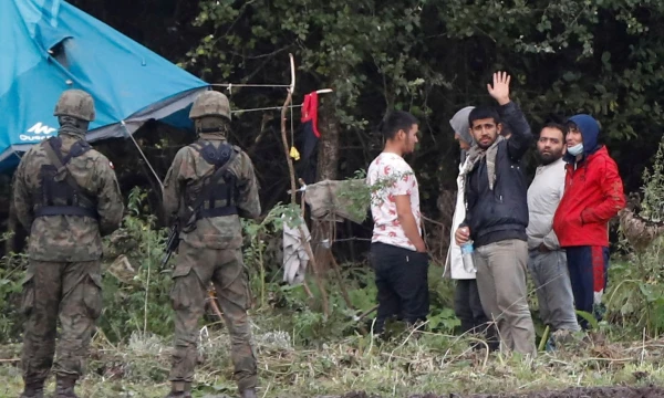 Migrantai Baltarusijos ir Lenkijos pasienyje. Kacper Pempel („Reuters“/„Scabnpix“) nuotr. 
