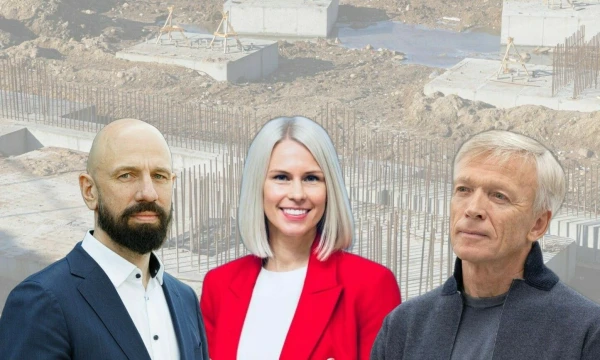 Iš kairės: Mantas Bagdonavičius, „Veikmės statybos“ vadovas, Agnė Grendelė, „Vilniaus daugiafunkcio komplekso“ vadovė, ir Arvydas Avulis, „Hanner“ valdybos pirmininkas. VŽ koliažas.