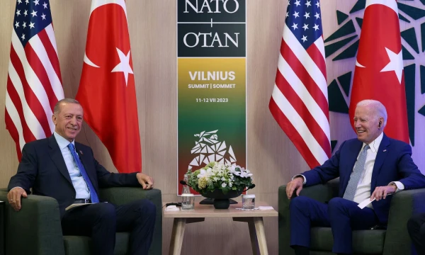 Joe Bidenas, JAV prezidentas, ir Recepas Tayyipas Erdoganas, Turkijos perzidentas. Turkijos prezidentūros / „Reuters“ nuotr.