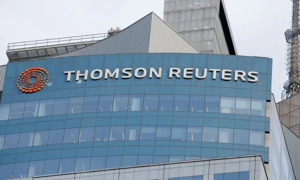 The Thomson Reuters logo is seen on the company building in Times Square, New York, U.S., January 30, 2018. REUTERS/Andrew Kelly