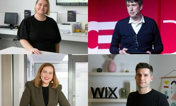 Iš kairės: Gabrielė Bubokaitė-Jevtušenkė, „Western Union Processing Lithuania“ komunikacijos vadovė, Giedrius Dzekunskas, „Danske Bank“ filialo Lietuvoje vadovas, Božena Petikonis-Šabanienė,  „Ignitis Renewables“ personalo vadovė, Tomas Petras Rupšys, „Wix“ Vartotojų ir lojalumo grupių vadovas. VŽ koliažas.
