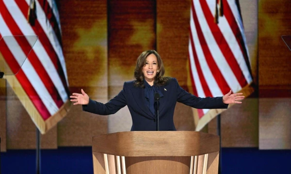 Kamala Harris, JAV viceprezidentė ir Demokratų partijos kandidatė į prezidentus. Mandelo Ngano (AFP/„Scanpix“) nuotr.