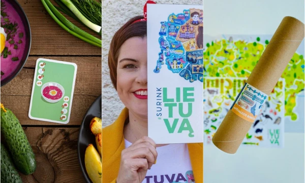 Lina Baublienė, „Surink Lietuvą“ autorė, žaidimas „Surink Lietuvą. Skoniai“ ir teminis žemėlapis „Apžvalgos bokštai“. Bendrovės nuotr.
