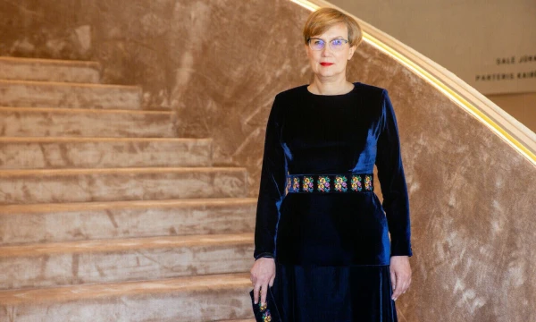 Laima Vilimienė atidarant Klaipėdos valstybinį muzikinį teatrą. 2024 m. balandžio 20 d. Teodoro Biliūno (BNS) nuotr.