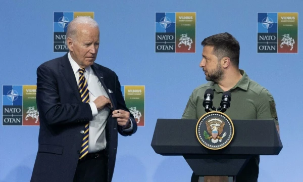 JAV prezidentas Joe Bidenas ir Ukrainos prezidentas Volodymyras Zelenskis. Juditos Grigelytės (VŽ) nuotr.