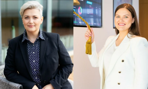 INVEGA Priemonių valdymo skyriaus projektų vadovė Kristina Račkauskaitė-Liandzbergienė ir „Nasdaq Vilnius“ ryšių su klientais vadovė Emilija Ivanauskaitė.