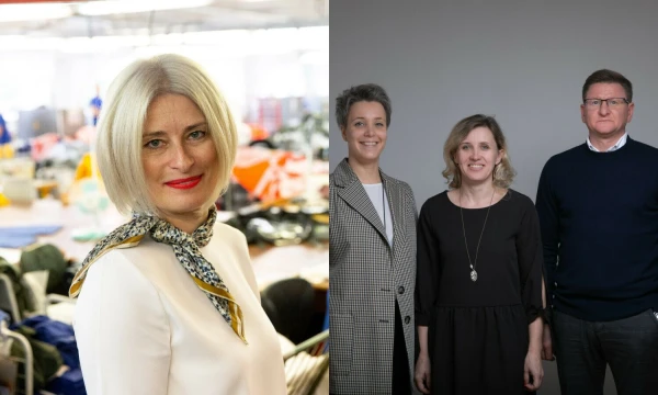 Rima Zeringienė, Tauragės UAB „Elka Rainwear“ direktorė (kairėje), Agnė Tėvelytė-Petronienė, Lina Palčinskienė, Aurelijus Deviatnikovas. Tulpiakiemio „Užimtumo namų“ įkūrėjai. VŽ koliažas
