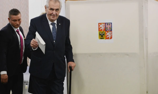Current head of state and candidate at the presidential elections Milos Zeman (on the right) at a polling station in Prague. The Czech Republic holds the first round of direct presidential elections. Alexey Vitvitsky/Sputnik