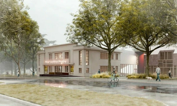 Palangos kino teatro „Naglis“ rekonstrukcija. Biurų „Altitudės“ ir „Urbanistinė architektūra“ vizualizacija.