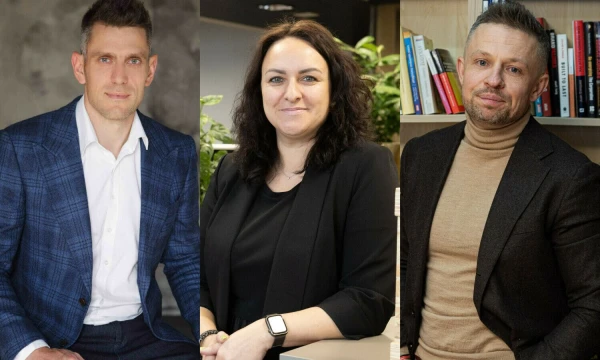 A. Giraitis (kairėje), „AIDA Recruitment“ įkūrėjas, I. Grikpėdienė, „VMG Wood Invest“ vadovė, M. Lazdauskas, „Hotremos“ direktorius. VŽ koliažas.