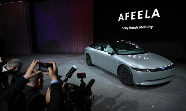 Automobilio „Afeela“ debiutas CES 2023 parodoje. AFP / „Scanpix“ nuotr.
