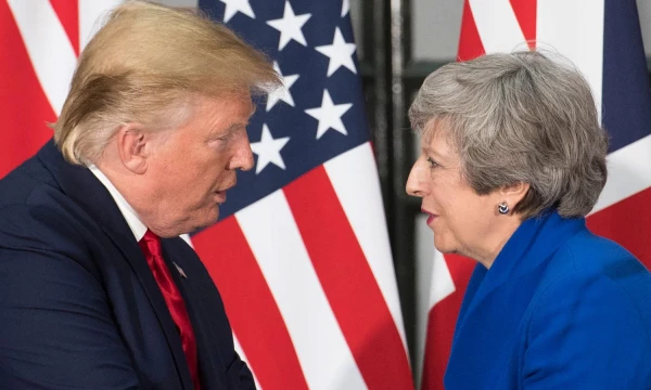 Donaldas Trumpas, JAV prezidentas, ir Theresa May, Jungtinės Karalystės premjerė. Stefano Rosseau (AFP“ / „Scanpix“) nuotr. 