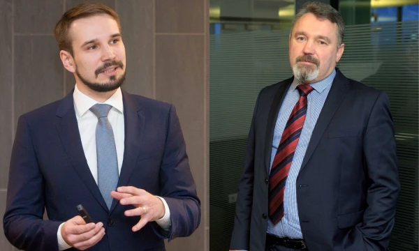 Iš kairės: Vaidotas Rūkas, Lietuvos investicijų valdymo įmonės „INVL Asset Management“ Investicijų valdymo departamento vadovas, ir Jurgis Šefleris, investuotojas į NT. VŽ fotomontažas