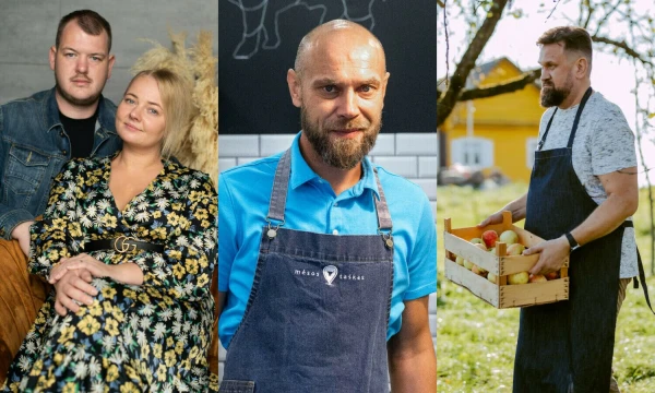 Iš kairės: Egidijus ir Roberta Kardonai, „Sriubos laikas“ įkūrėjai, Robertas Liorančas, parduotuvės „Mėsos taškas“ savininkas, Mindaugas Balčiūnas, „Marijos trobelės“ įkūrėjas. VŽ koliažas.