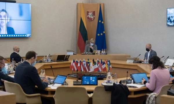 2021-05-26 LRV nuotolinė spaudos konferencija ir vyriausybės posėdis. Laimos Penek (LRVK) nuotr.