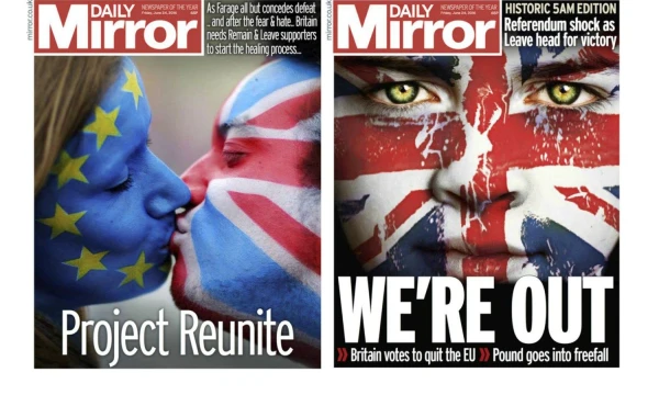 Penktadienio „Daily Mirror“ viršeliai – pirmasis ir atnaujintas, 5 val. ryto leidimas. 
